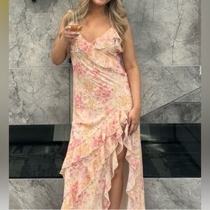 Dynamite Floral Pink Ruffle Dress XL